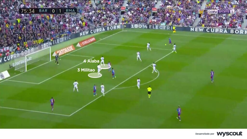 Real Madrid muestra el posicionamiento de Militao y Alaba en los contragolpes
