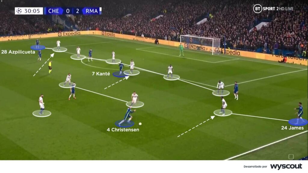 Chelsea intenta complicar a un Real Madrid que se defendió en bloque bajo y ganó gracias al hat trick de Karim Benzema