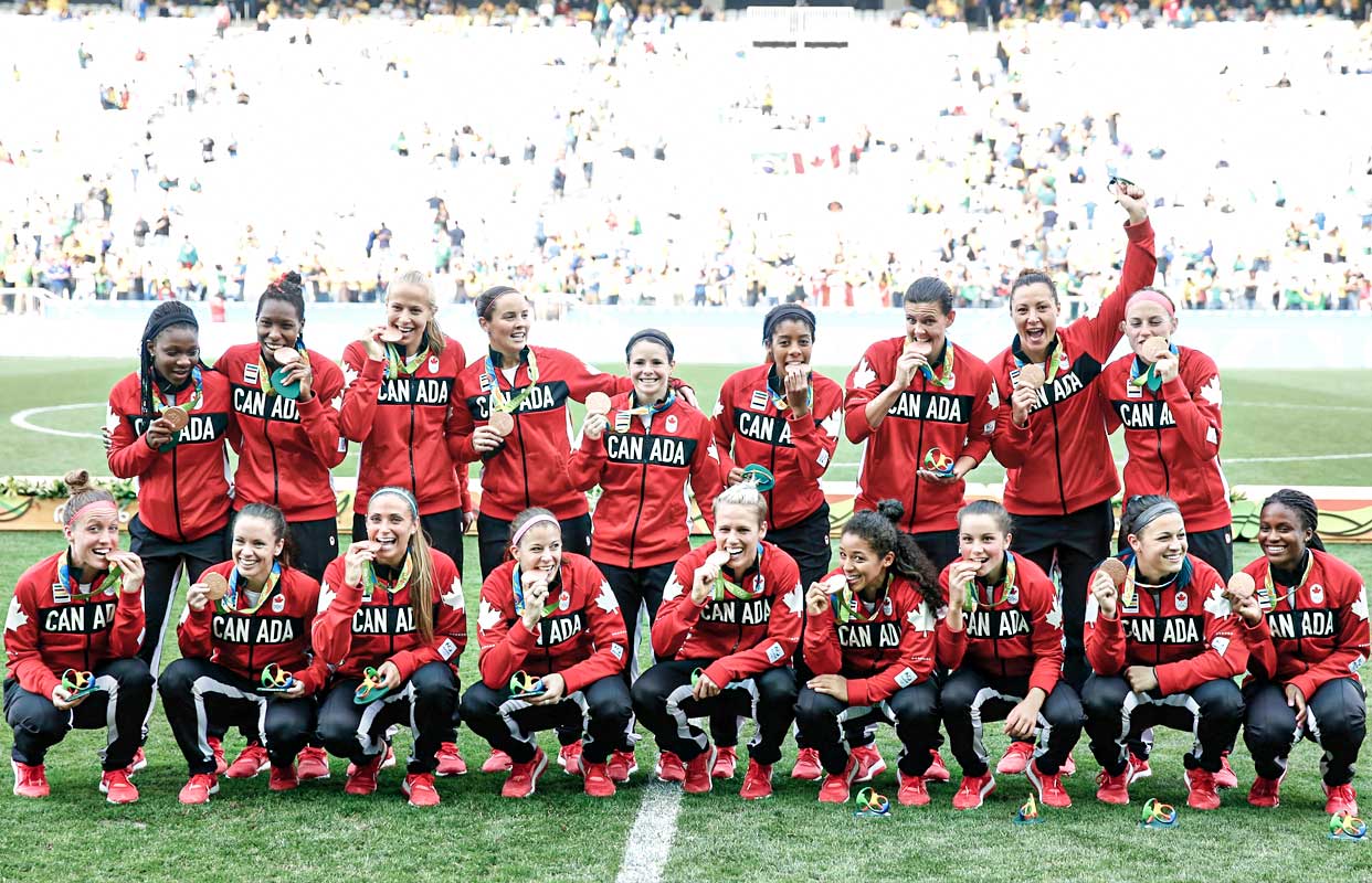 Herdman ganó con la selección de Canadá de fútbol femenino la medalla de bronce en los Juegos Olímpicos de Río 2016. Alexandre Schneider/Getty Images 
