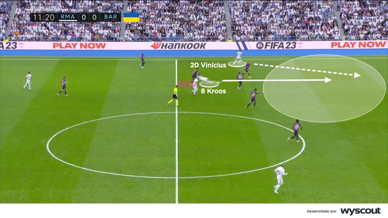 Kroos encuentra un espacio para Vinicius en el triunfo del Real Madrid sobre el Barcelona.