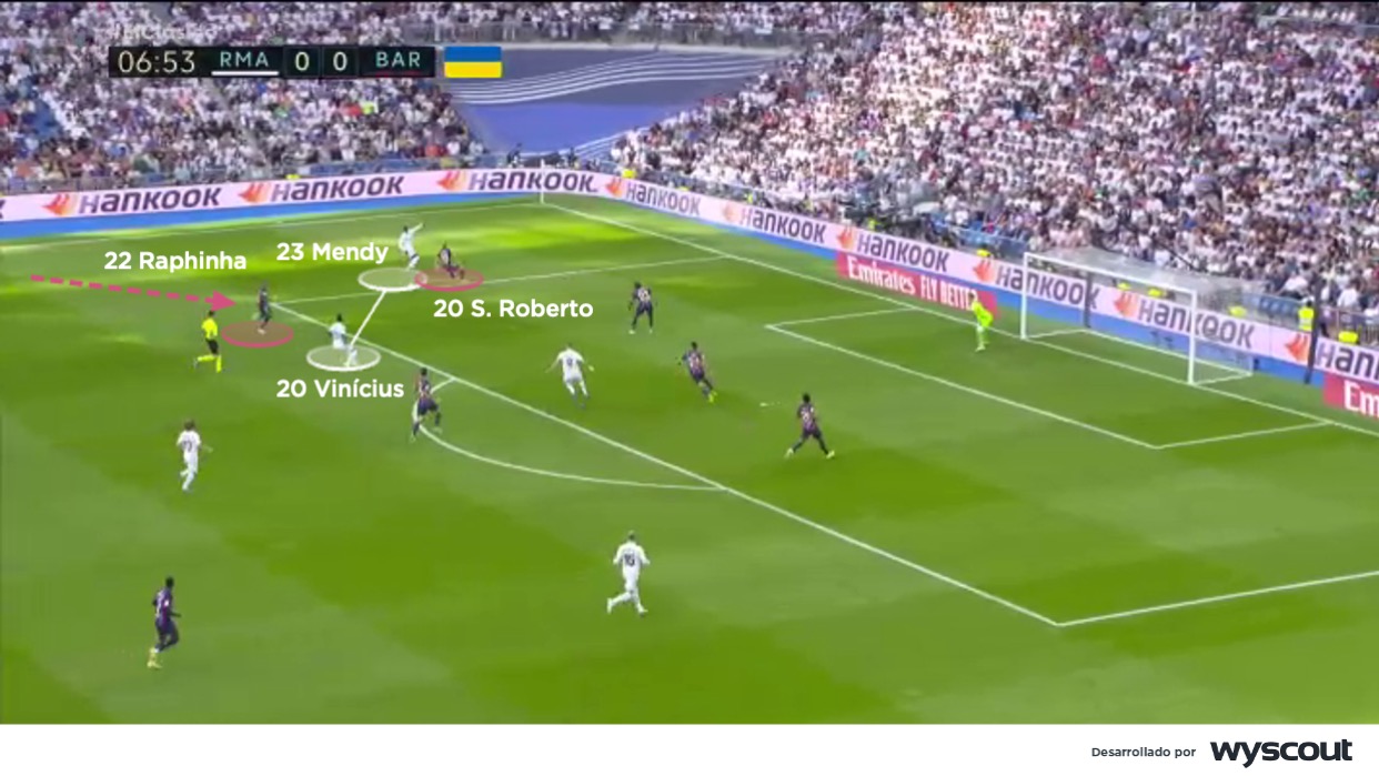 Conexión entre Mendy y Vinicius en el triunfo del Real Madrid sobre el Barcelona. 