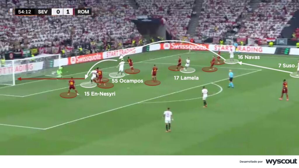 Jugada del gol del empate del Sevilla en la final de la Europa League.