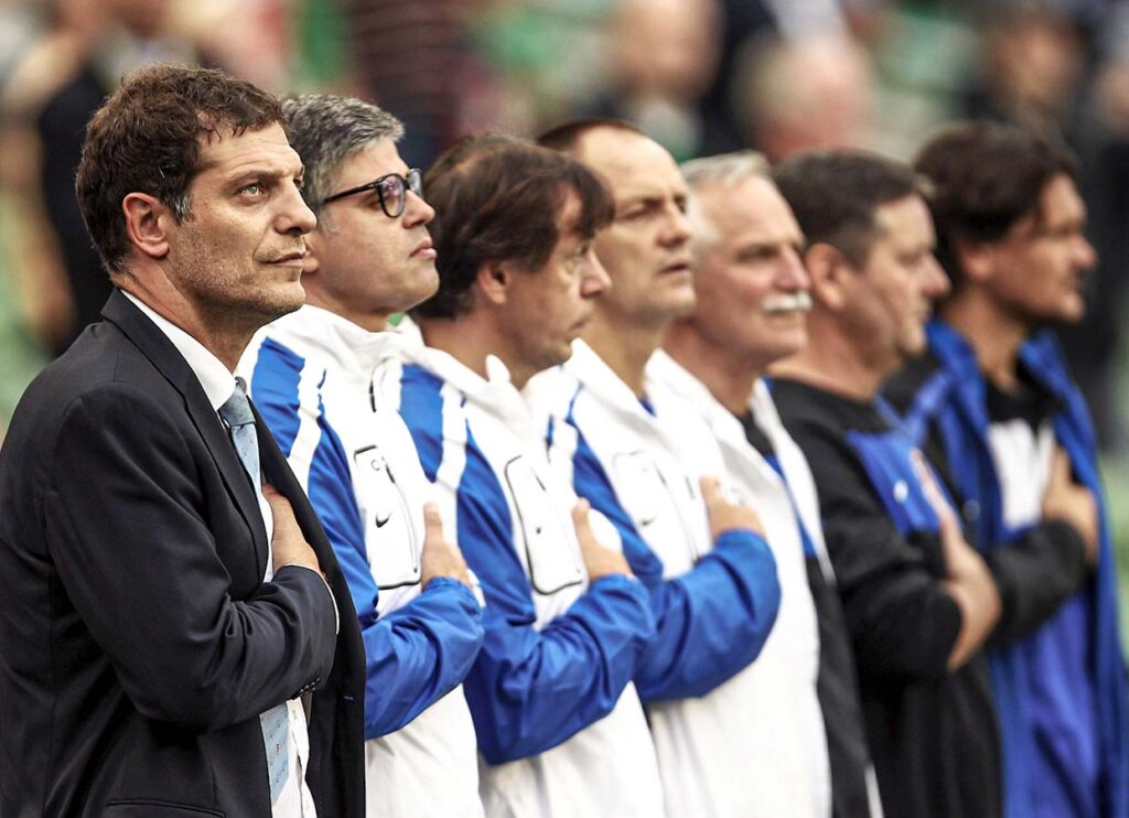 Slaven Bilic y su cuerpo técnico en la Eurocopa 2012