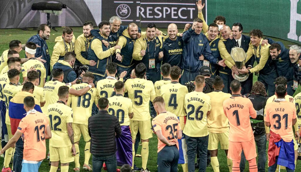 Jugadores del Villarreal celebrando la Europa League
