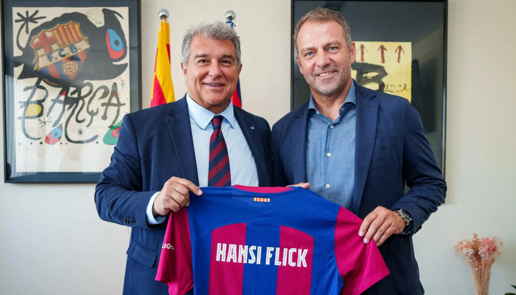 Hansi Flick y Joan Laporta