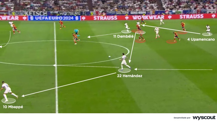 Ataque francés ante España en la semifinal de la Euro 2024.