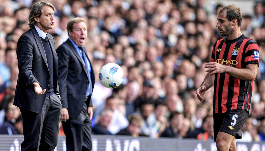 Roberto Mancini y Pablo Zabaleta