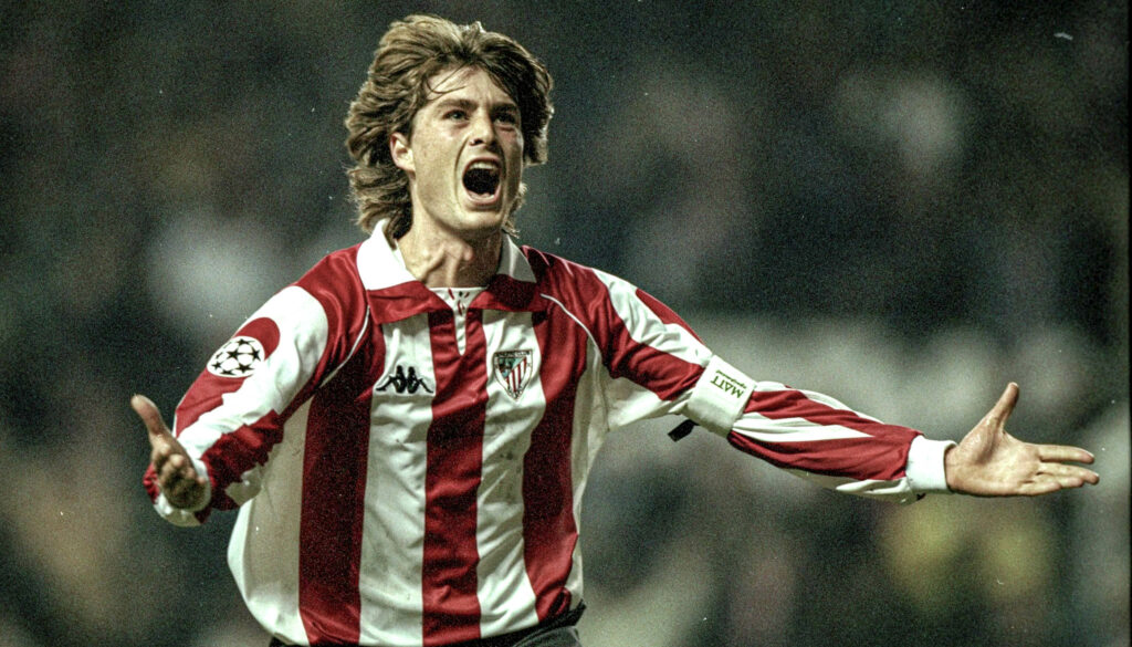 Julen Guerrero celebra un gol con el Athletic