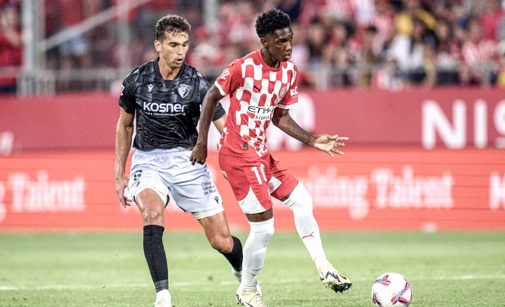 Yaser Asprilla jugando con el Girona