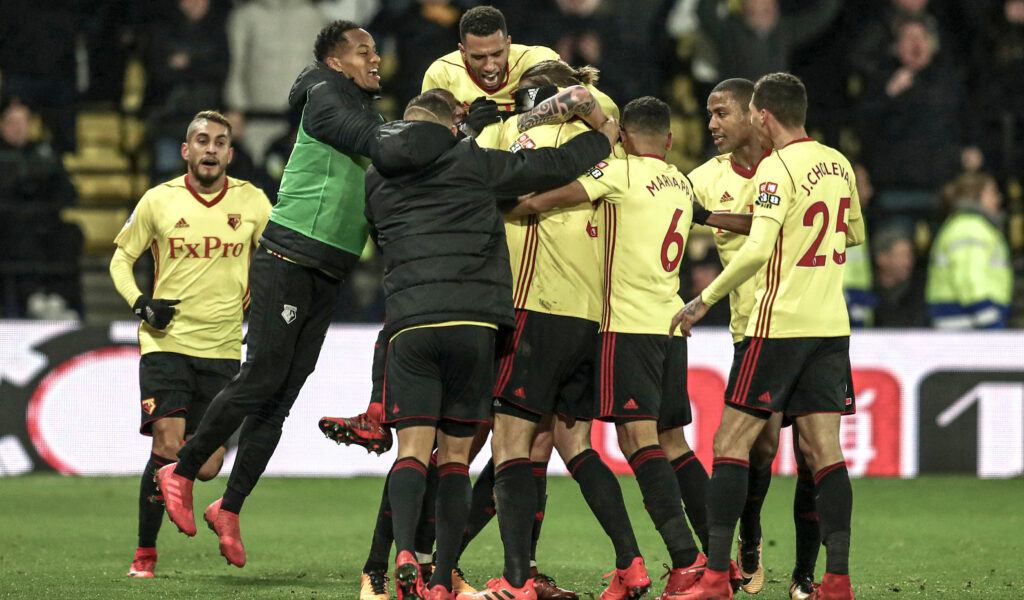 Jugadores del Watford celebran la clasificación a la final de la FA Cup de 2019