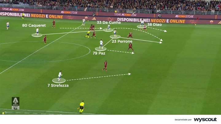 Salida de balón del Como de Cesc Fàbregas