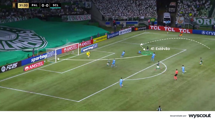 Estêvão en un ataque del Palmeiras