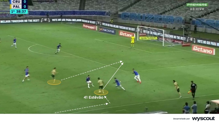 Estêvão en un ataque del Palmeiras