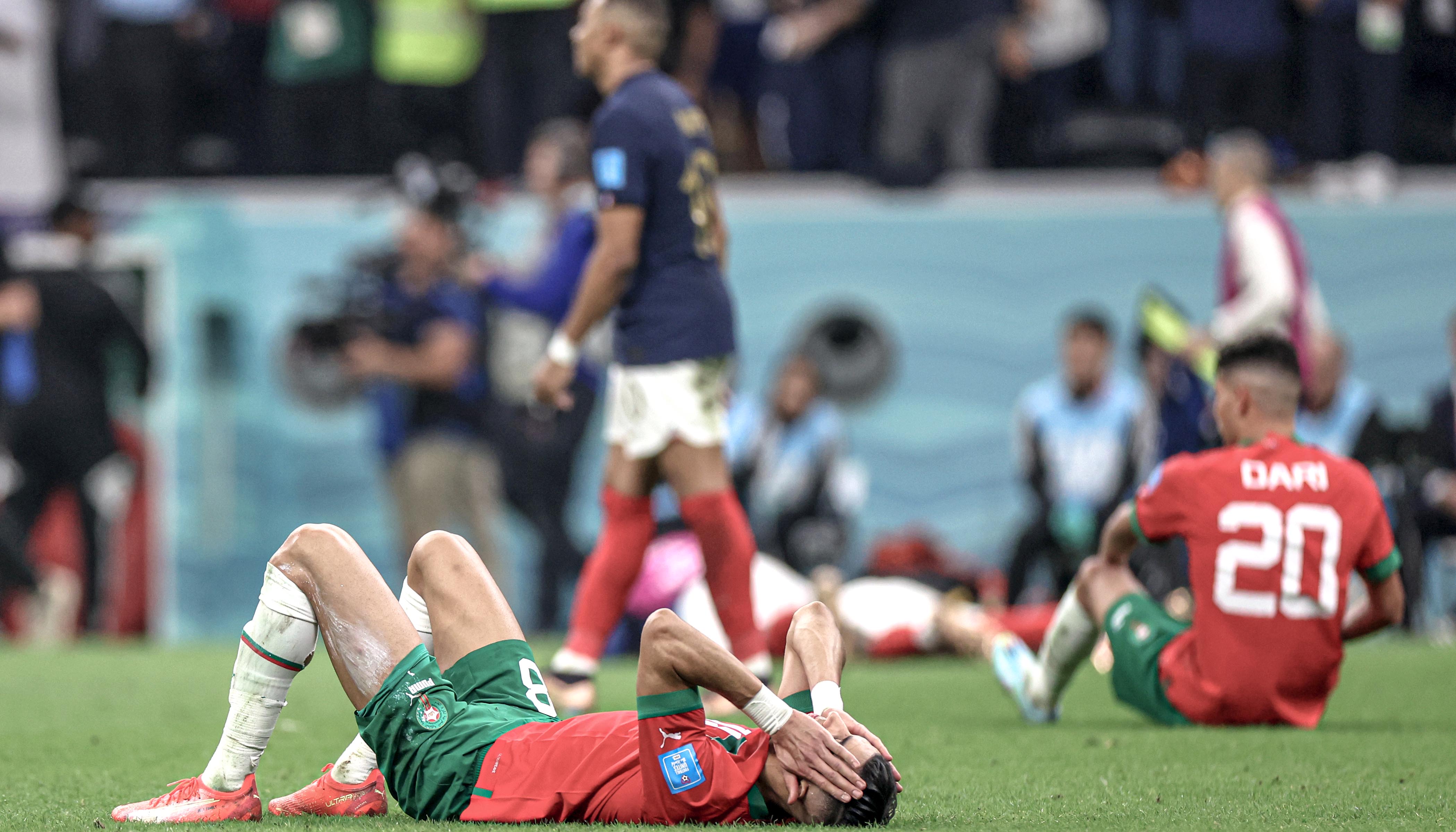 A França foi o teto de vidro do Marrocos nas semifinais. Uma derrota frustrante, mas da qual Regragui tirou lições para o futuro da seleção. Catherine Ivill/Getty Images